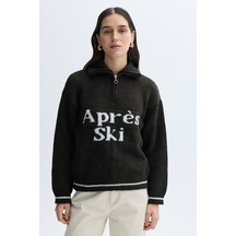 Mudo Kadın Kadın Kahverengi Loose Fit Fermuarlı Dik Yaka Kazak 1264730