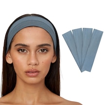 4lü Kadın Saç Bandı Bandana Pamuk Likralı Spor Headband A. Mavi Açık Mavi
