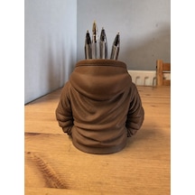 Bezos 3d Baskı Kapüşonlu Sweatshirt Kalemlik - Masaüstü Organizer-kahverengi 22