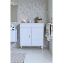 Eliusta Taha 80 Cm 3 Bölmeli Beyaz Çok Amaçlı Dolap 2 Raflı Banyo Mutfak Dolabı 80x88x32,5 Cm Düzenleyici Beyaz