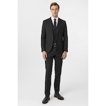 Süvari Siyah Slim Fit Armürlü Sivri Yaka 6 Drop Yelekli Klasik Takım Elbise-35629 Siyah Süvari Siyah Slim Fit Armürlü Sivri Yaka 6 Drop Yelekli Klasik Takım Elbise-35629 Siyah