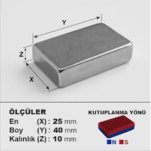 40Mm X En 25Mm X Kalınlık 10Mm Çok Güçlü Büyük Neodyum Mıknatıs