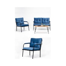 Riva 2+1+1+s Bahçe,cafe&balkon Masalı Oturma Grubu/koltuk Takımı/bahçe Masa Takımı - Mavi Krem