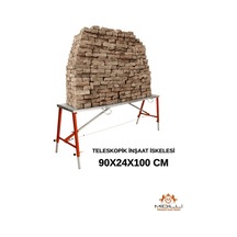 Alüminyum Gövdeli Çelik Ayaklı Teleskopik Katlanır İnşaat İskelesi - 400 Kg Taşıma Kapasitesi 90x24x100cm