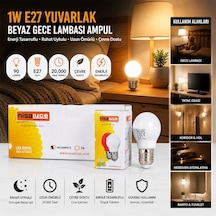 10 Adet 1w E27 Beyaz Yuvarlak Gece Lambası Led Ampul 5468