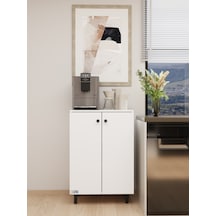 Modern 3 Raflı Çok Amaçlı Dolap - 87x50x30 Cm Mutfak & Banyo Düzenleyici - Robot Süpürge Uyumlu - Kiler Dolabı Beyaz