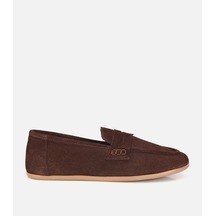 Hotiç Kadın Süet Deri Kahverengi Yumuşak Dokulu Klasik Loafer