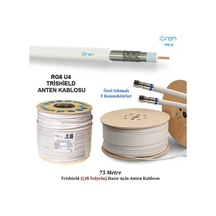 Ören Rg6u4 Trishield Çift Folyo 75 Metre Hazır Anten Kablosu