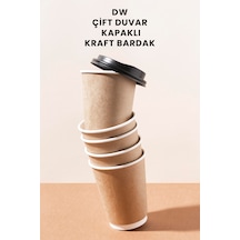 14 Oz 100 Adet Kraft Karton Kapaklı Sıcak İçecek Kahve Bardağı