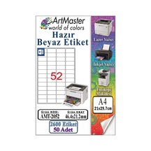 A4 Hazır Beyaz Etiket 46.4x21.2mm 50 Sayfa 1 Paket 52 Li Yapışkanlı Fotokopi Lazer İnkjet Kağıdı Yazıcılar İçin Uyumlu