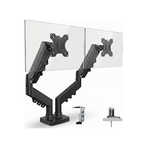 17 32 İnç Amortisörlü Çiftli Pivot Monitör Kolu, Gazlı Yaylı, 2 9 Kg, Çift Montaj Seçeneği Sıkıştırma Ve Vidalama, 360 Döner, Vesa Uyumlu Stant, F160