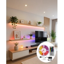 Astraltech 5 Metre Kumandalı Rgb Led Şerit 5050 Smd 54 Led/m Renk Değiştiren Ambiyans Çok Renkli