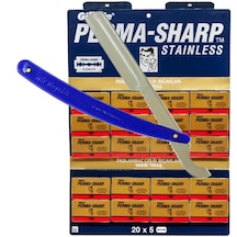 Permasharp Yaprak Jilet 100'lü Paket Ali Bıyıklı Ustura Mavi Tıraş Seti
