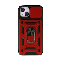 Newface - 354 - Apple iPhone Uyumlu 14 Kılıf Pars Lens Yüzüklü Silikon - Aconcept - - Kırmızı