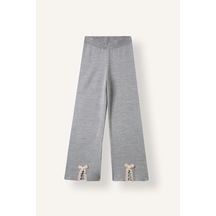 Defacto Wide Leg Paçası Fiyonk Detaylı Triko Pantolon Kız Çocuk I7456a826augr127 Gri-gr127