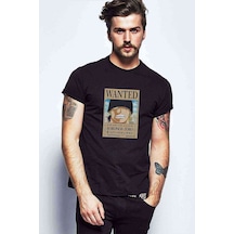 Anime One Punch Man Wanted Baskılı Siyah Erkek Tshirt