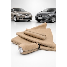 Renault Clio 3 / Clio 4 Vites Topzu/el Freni Ve Vites Körüğü-el Freni Kolu Derisi 5 Ileri-bej Deri-siyah Dikişli