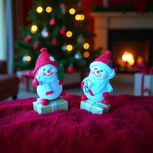 Yılbaşı Dekorasyon 2 Li Kardan Adam Biblo 11 Cm Yılbaşı Dekor Süsleme