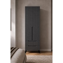 Hera İki Kapaklı İki Çekmeceli Modern Gardırop Beyaz-antrasit Beyaz - Antrasit