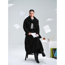 Lcw Modest Siyah Şal Yaka Kadın Kaban