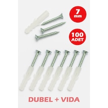 7mm Plastik Dübel + Vida Seti 100 Adet 1