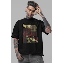 1999 Efsane Film Fight Club Tyler Durden Ön Baskılı Unisex Oversi Siyah