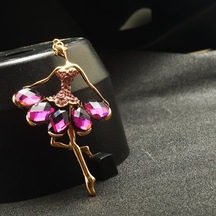 Suntek Charm Güzel Kristal Noel Bale Kız Broş Pin Giyim