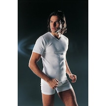 Faal 130x6 Erkek 6'lı Penye Ribana Yarım Kol V Yaka Fanila-beyaz Beyaz