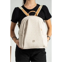Just Polo Jp Polo Kadın Orijinal 9 Gözlü Büyük Boy Sırt Çantası Ebat: 28 X 33 Cm Krem - Taba