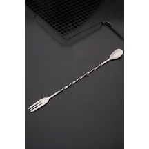 32 Cm Uzun Çelik Çift Başlı Çatallı Kokteyl Karıştırma Barmen Kaşığı Cin582