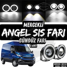Iveco Daily Uyumlu Üniversal Mercekli Angel Sis Farı Metal Su Geçirmez 76 Mm Beyaz Halkalı Gündüz Farı Angel Eyes 2 Adet 00 Şüscaroto Aksesuar