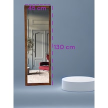 Ceviz Renk Ahşap Çerçeve Duvar Ayna 130 45cm Antre Hol Boy Ayna