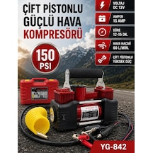 Profesyonel Hava Kompresörü 150 Psi 12v Çift Pistonlu Çantalı Özel Ekstra 4 Şişirme Aparatlı