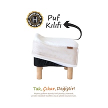 Yıkanabilir Puf Tabure Kılıfı Tak-Çıkar-Değiştir-Yenile Orta Sehpa Kılıfı Bb Solid Bej
