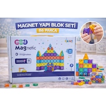 Magnet Yapı Blok Seti 86 Parça Renkli Manyetik Stem Zeka Ve Tasarım Oyuncağı