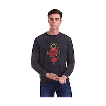 Kurukafa Oraak Balık Baskılı Füme Antrasit Erkek Sweatshirt