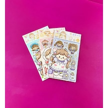 3'lü Sevimli Kız Sticker Seti