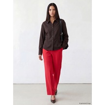 Lcw Modest Kırmızı Beli Lastikli Geniş Paça Kadın Pantolon