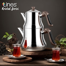 Yonca Lines Naz Orta Boy Çelik Çaydanlık Kristal Bronz