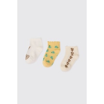 Panço Kız Bebek Ekru 3'lü Patik Çorap Krem 2612GB11004