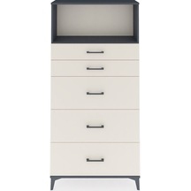 Arges Dolap Tek Raflı 5 Çekmeceli 88x30x182 Antrasit-aytaşı Antrasit