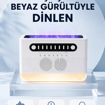 Simüle Alev Efektli Kablosuz Hoparlör Zamanlayıcılı Gece Lambası