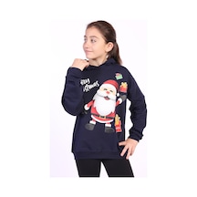 Toontoy Unısex Çocuk Noel Baba Baskılı Sweatshirt Lacivert