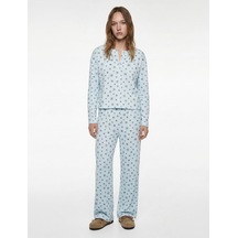 Koton Rahat Kesim Viskon Karışımlı Baskılı Pijama Altı Mavi Desenli 6wlk40023mk Mavi Desenli