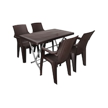 Mandella Zeugma 70x120 Katlanır Ayak 4 Kişilik Nibras Koltuk Masa Takımı Kahverengi Çok Renkli