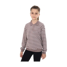 Toontoy Kız Çocuk Çizgili Sweatshirt Koyu Kahverengi