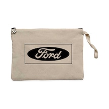 Ford Logo Black Krem Clutch Astarlı Cüzdan / El Çantası