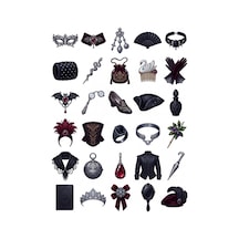 30 Adet Gotik Maskeli Balo Sticker Seti - Laptop, Defter, Ajanda Çok Renkli
