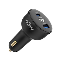 Lexroo 65w Led Ekranlı Type-c + Usb-a Araç Şarj Aleti İphone & Android & Notebook Araç İçi Şarj Standart