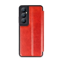Realme C65 Kılıf Flip Cover - Kırmızı -
